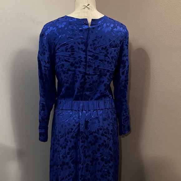 Vintage GUMP’S Silk Floral 3 Piece skirt Set Blue size 8 - Picture 13 of 17